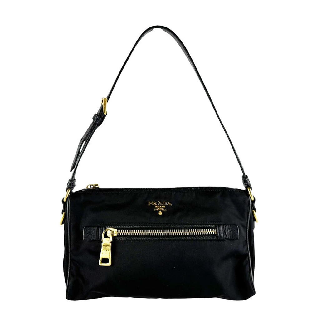 Prada Tessuto tote bag black leather